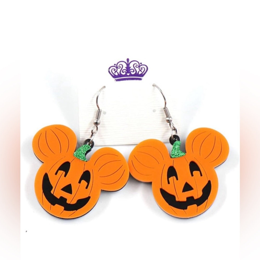 Jack-O-Lantern Mickey Shaped Halloween Earrings- NWT